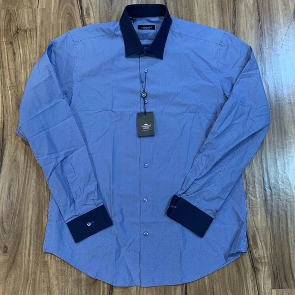 Umberto Other - Umberto Bocci Mens Button Up Shirt Blue White Chec